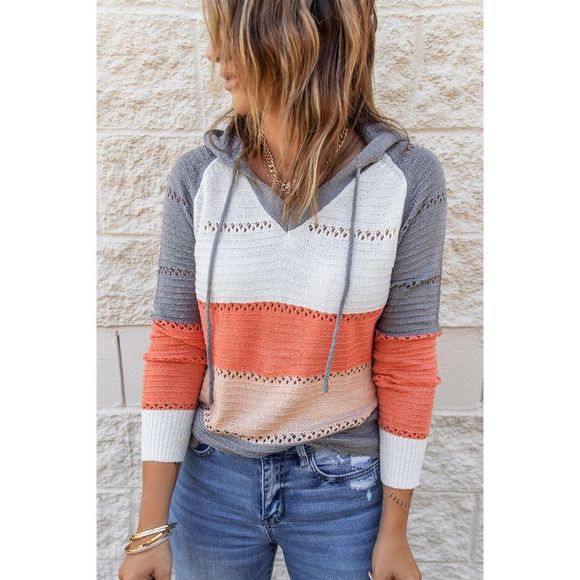 Azura Exchange  Gray Beach Bonfire Knitted Hoodie - Picture 3 of 15